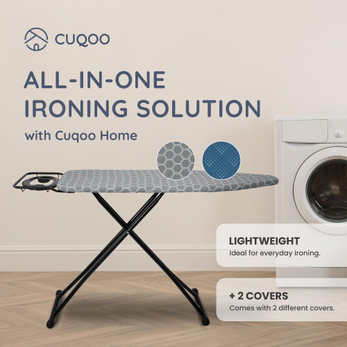 CUQOO Folding Ironing Board – 122x38cm Adjustable Height 7491cm Durable wit 1