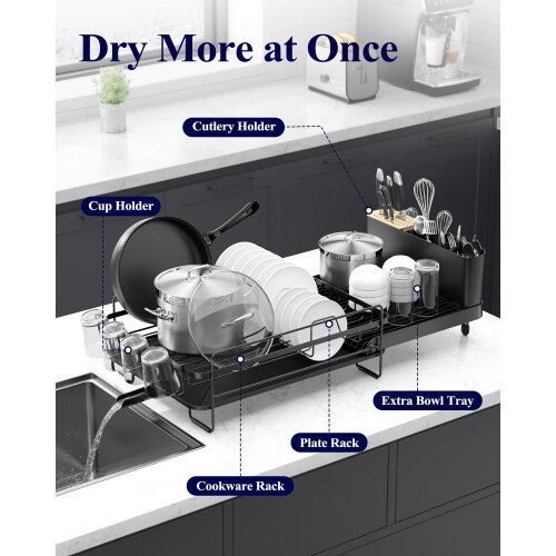 Kitsure Dish Drainer Rack  Extendable Dish Drainer Multifunctional Dish Rac 1