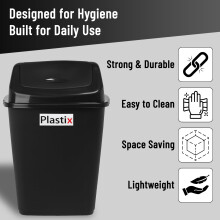 Plastix High Grade Plastic Black Swing Flip Top Waste Rubbish Kitchen Bin D
