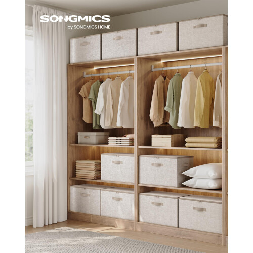 Songmics SONGMICS Foldable Storage Organiser Boxes Storage Basket Bins with Lids Han 1
