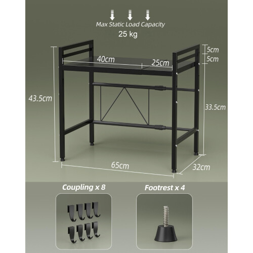 NETEL Expandable Microwave Shelf 2 Tier Microwave Stand with 8 Hooks air fr 1