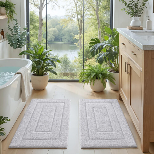 DEXI Bath Mat Sets 2 Piece 50 x 80 cm Extra Soft Absorbent Microfiber NonSl 2