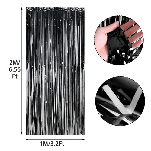 2 Pack Metallic Tinsel Foil Fringe Curtains 1