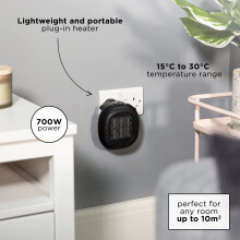 Russell Hobbs RHPH7001 700W Compact Portable Black Ceramic Plug in Fan Heat