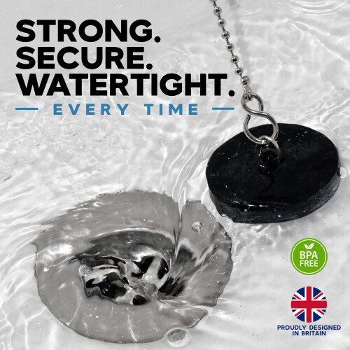 Smith’s 48mm50mm Black Plug  Chain  Bathtub Bathroom  Kitchen Sink Plug  4 1
