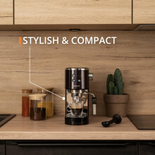 Krups Virtuoso Pump Espresso Machine – Compact Black StainlessSteel Design