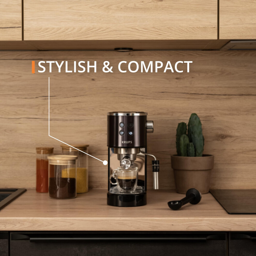 Krups Virtuoso Pump Espresso Machine – Compact Stainlesssteel Design Black