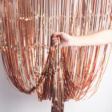 OWill 3pcs 3ft X 83ft Rose Gold Metallic Tinsel Curtains Aluminum Foil Flow