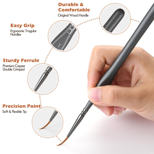Fine Detail Brushes with Triangular Handles10 Miniature Brush for Fine Deta 2