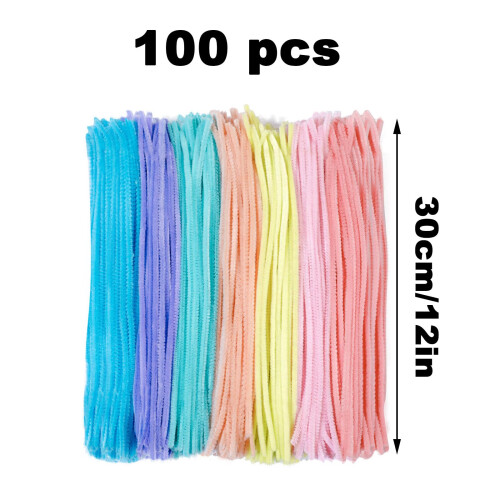 100 PCS Pipecleaners Craft Pipe Cleaners30cm Long Flexible Rainbow Chenille 1