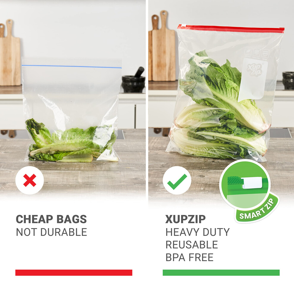 Xupzip 91L Slider Freezer Bags With Airtight Leakproof Smart Zip Seal Â Re 5004639733136