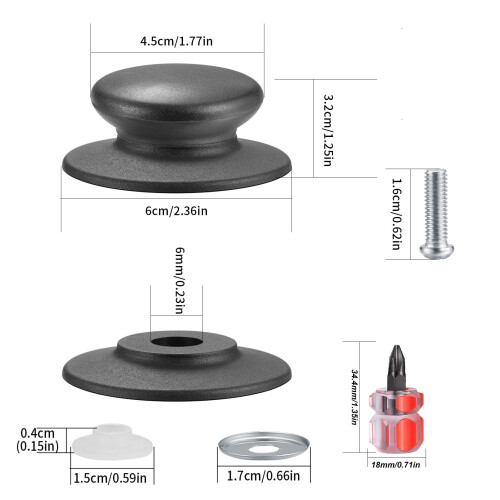 4 Pcs Pot Lid Knob, Universal Replacement Pan Lid Cover Knobs, Kitchen Cookware Knob Handle, Bakelite Circular Handgrip 1