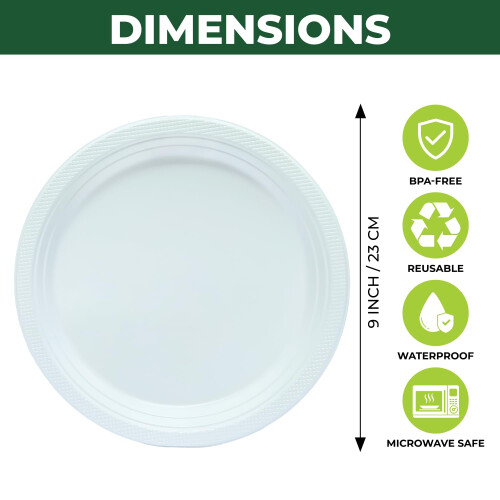 XIMOGO Reusable Plastic Plates 100 Count 1