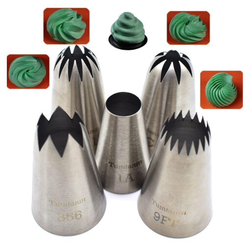 Tumtanm Piping Tips Large Cake Decorating Tools 5 Pack Cake Piping Nozzles 1