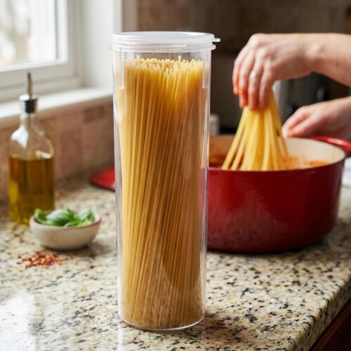 Décor Tellfresh Spaghetti Storage Jar  Tall Airtight Container  Holds 2 Pac 2