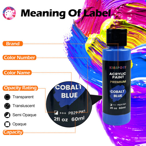 KINSPORY Acrylic Paint Set 12 x 60 ml - Water-Resistant 2
