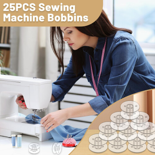MOXYOY 25PCS Sewing Machine Bobbins Clear Plastic Bobbins for Sewing Machin 1