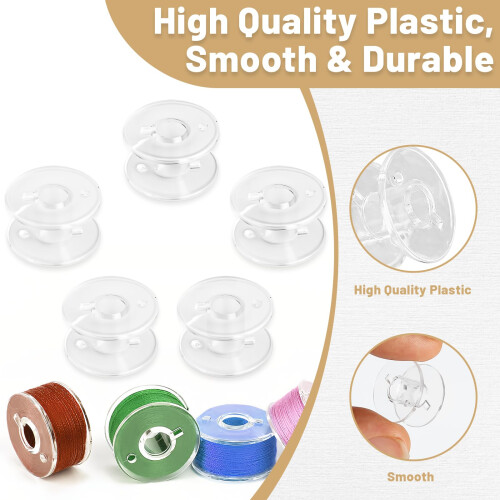 MOXYOY 25PCS Sewing Machine Bobbins Clear Plastic Bobbins for Sewing Machin 2
