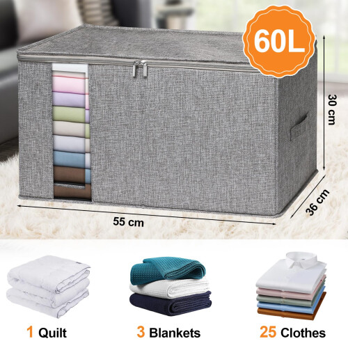 Clothes Storage – 60L Large Storage Boxes with Lids Foldable Clothing Stora 1