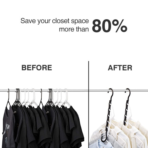 HOUSE DAY Space Saving Hangers 20 Pack, Black Magic Hanger Hooks 1