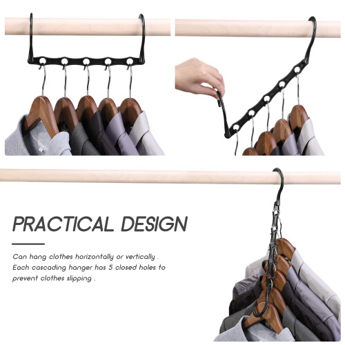 HOUSE DAY Space Saving Hangers 20 Pack, Black Magic Hanger Hooks 2