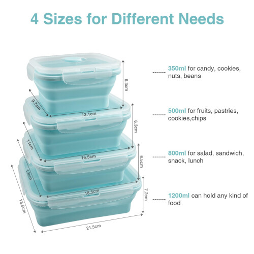 Beeptrum Collapsible Silicone Food Storage Container with Lid Portable Lunc 1