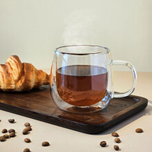 CNGLASS Double Walled Glass Coffee Mugs 8ozLarge Insulated Espresso CupsSet