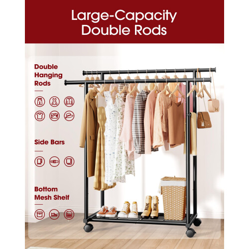 Sakugi Clothes Rail - Double Rod Clothes Rack with Fixed Extension Rod 2