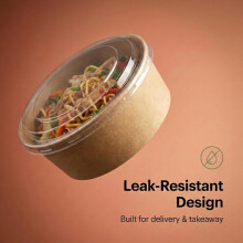 Ask Packaging 100 x 750ml Kraft Salad Paper Bowls with Lids – Takeaway Cont