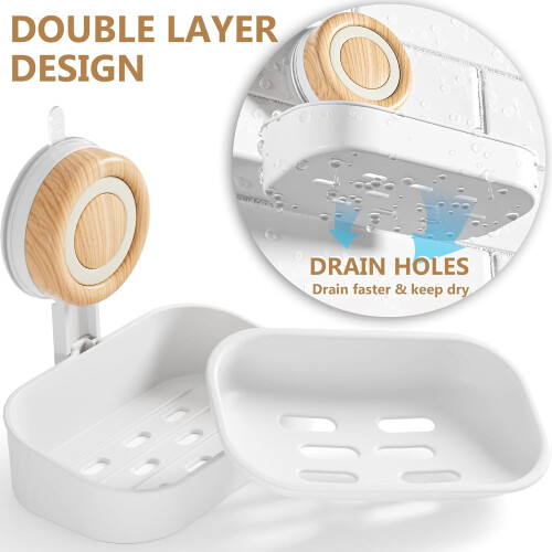 1 Pack Double Layer Soap Dish for Shower Wall Mounted Bar Soap Holder Sucti 1
