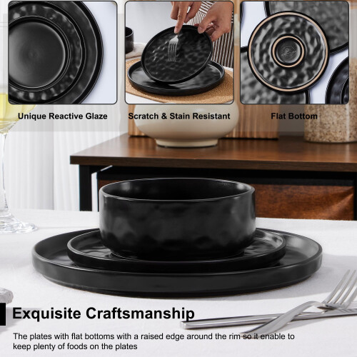 Herogo 6 Piece Dinner Set Stoneware Dinnerware Sets for 2 People Reactive G 1