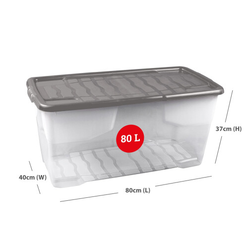 Strata Strata 5 x 80 Litres Curve Plastic Stackable Storage Box & Lid with 2