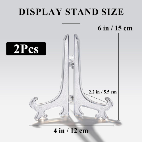 Funzhan 2pcs Clear Acrylic Easels Plastic Plate Stands Holders Fold Display 1