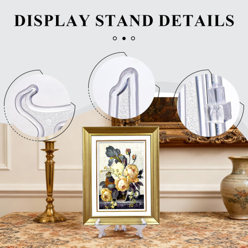 Funzhan 2pcs Clear Acrylic Easels Plastic Plate Stands Holders Fold Display 2