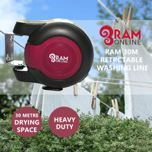 Ram 30 metre Retractable Reel Clothes Lines Washing Line with Twin Cable