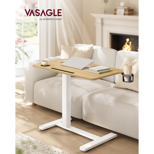 VASAGLE VASAGLE Side Table Overbed Table with Wheels Small Standing Desk 80 x 45 cm 1