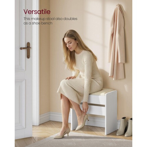 VASAGLE VASAGLE Dressing Table Stool Velvet Upholstered Makeup Stool Modern Footres 2