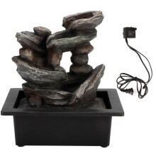LED-Wasserbrunnen fürs Homeoffice, Schreibornament aus Kunstharz mit Wasserfunktion