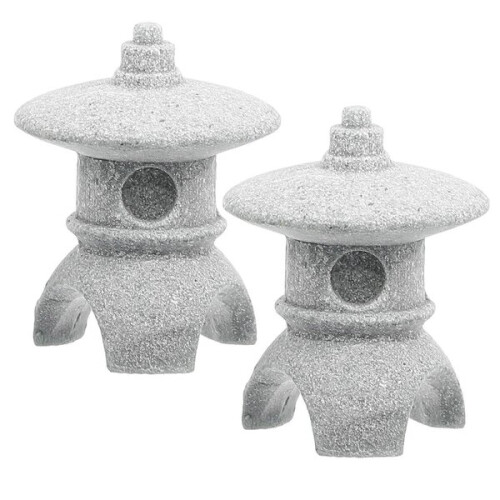 2 stuks miniatuur pagodebeeldjes in Japanse stijl, pagodelantaarnbeeldjes