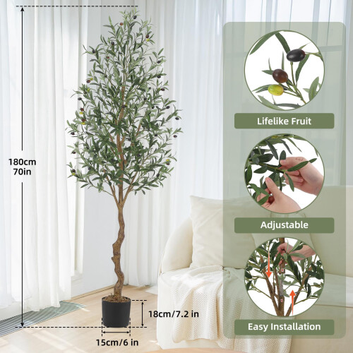 Aptliton 6FT Artificial Olive Tree 180cm Large Tall Fake Plants Artificial 1