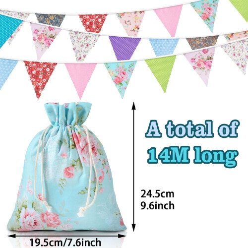 Orifinter 45.9ft Fabric Bunting - 46 Flags Vintage Bunting Banner + Dr 1