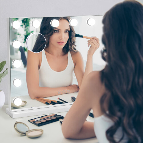 Dripex Dripex Hollywood Vanity Mirror with Lights, 5042cm, 14 LED Bulbs, White | 3 Colour Modes, Adjustable Brightness, Memory Function 1