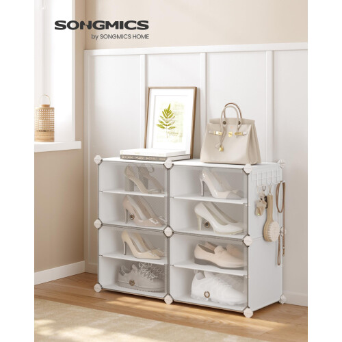 Songmics SONGMICS Interlocking Shoe Rack Plastic Shoe Storage Cabinet 4Slot Modular 1