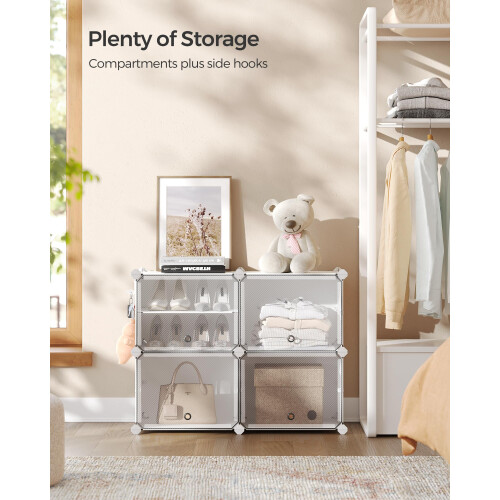 Songmics SONGMICS Interlocking Shoe Rack Plastic Shoe Storage Cabinet 4Slot Modular 2