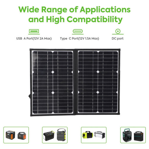 Φορητό ηλιακό πάνελ 60W, έξοδος 18V DC, πτυσσόμενο 2