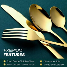24Pcs Gold Stainless Steel Dinnerware Set 6 Sets - Clearance