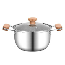 Casserole en acier inoxydable de 20 cm avec double poignée, facile à nettoyer