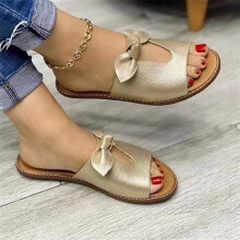40 Scarpe mocassino dorate da donna, forma piatta, da spiaggia
