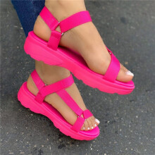 40 Sandali con zeppa colorati rosso rosa, estivi da donna, stile coreano