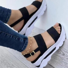 37Black-2025 Sandali con zeppa da donna alla moda con fibbia e cinturino Street